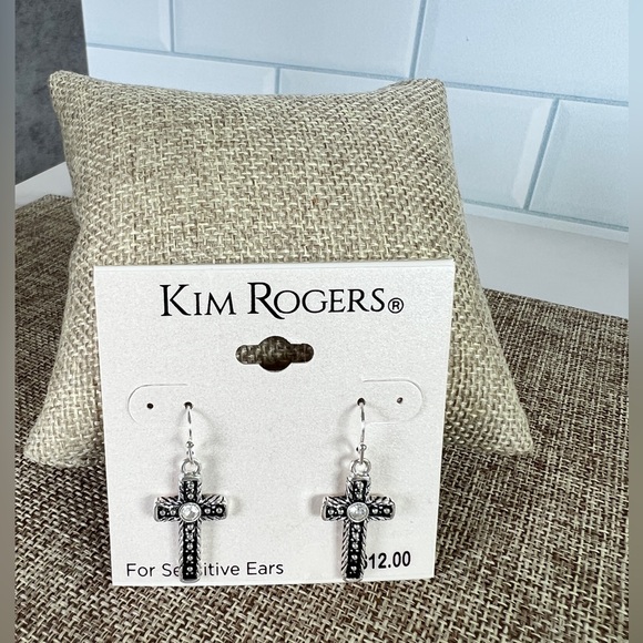 Kim Rogers Jewelry - 3/$25 Kim Rogers Pewter and Crystal Cross Dangle Earrings Sensitive Ears